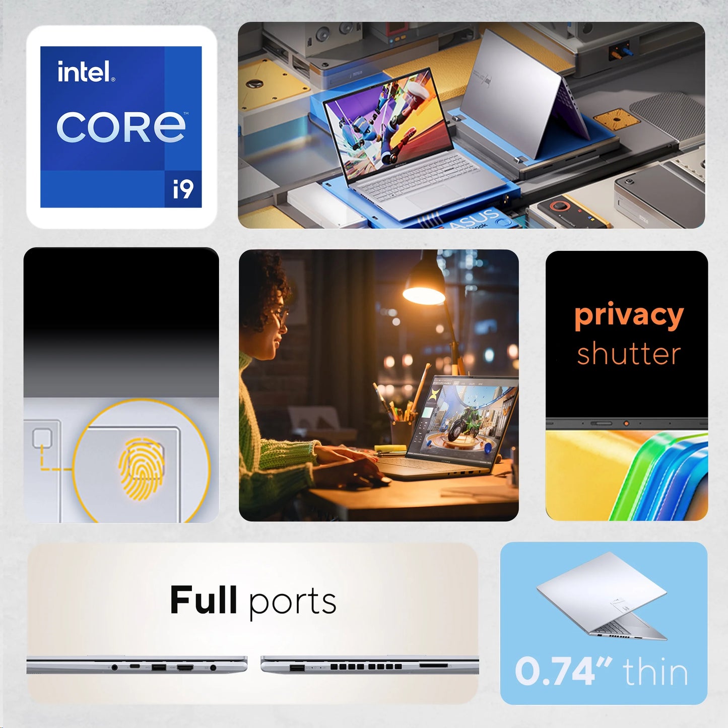 Vivobook Pro 16 Inch WUXGA Windows Laptop Intel Core I9-13900H NVIDIA Geforce RTX 4050 16GB RAM 1TB SSD Cool Silver