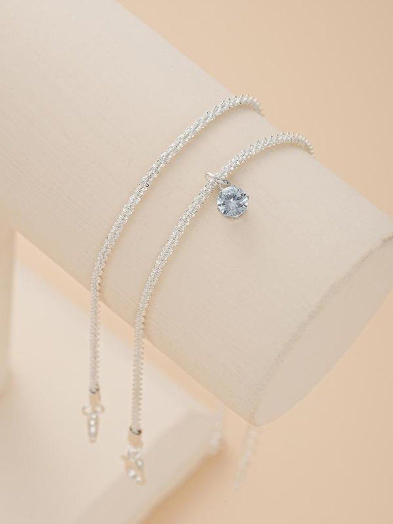 Women'S Elegant Rhinestone Sparkle Decorated Adjustable Anklet (2Counts/Set), Exquisite Trendy Anklet, Fashionable Body Jewelry for Women & Girls, Gift Ready