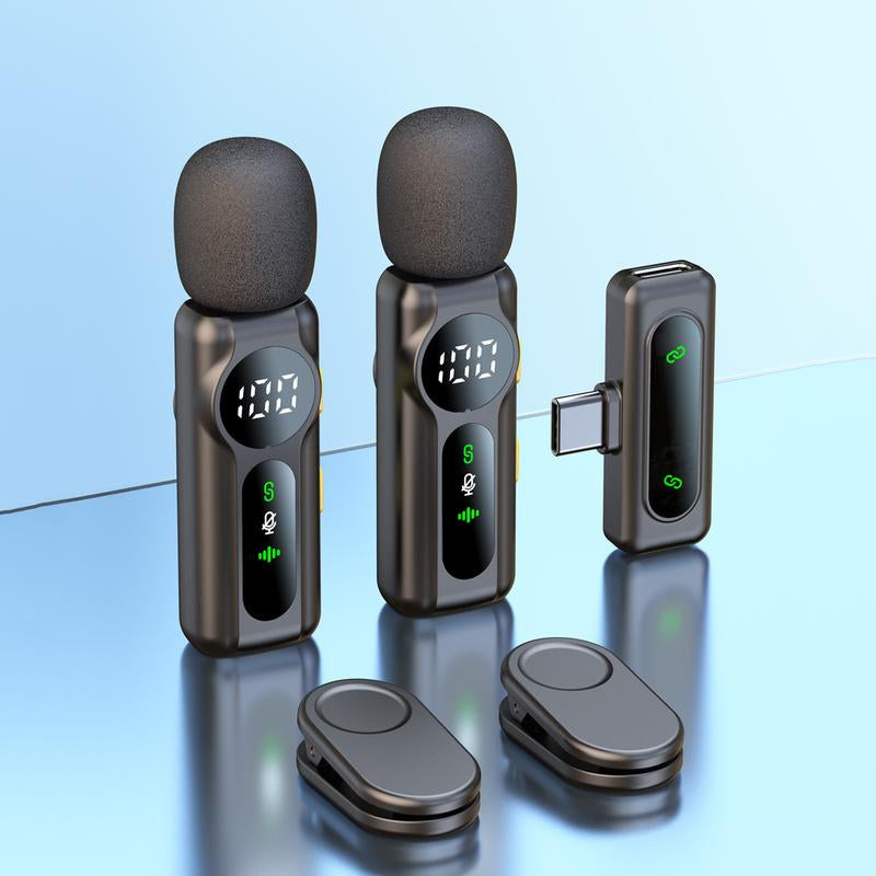 BUBUN Wireless Microphone for Iphone, Ipad, Android, Lavalier Microphone for Video Recording - 2 Pack Iphone Mic Crystal Clear Recording with USB-C for ASMR