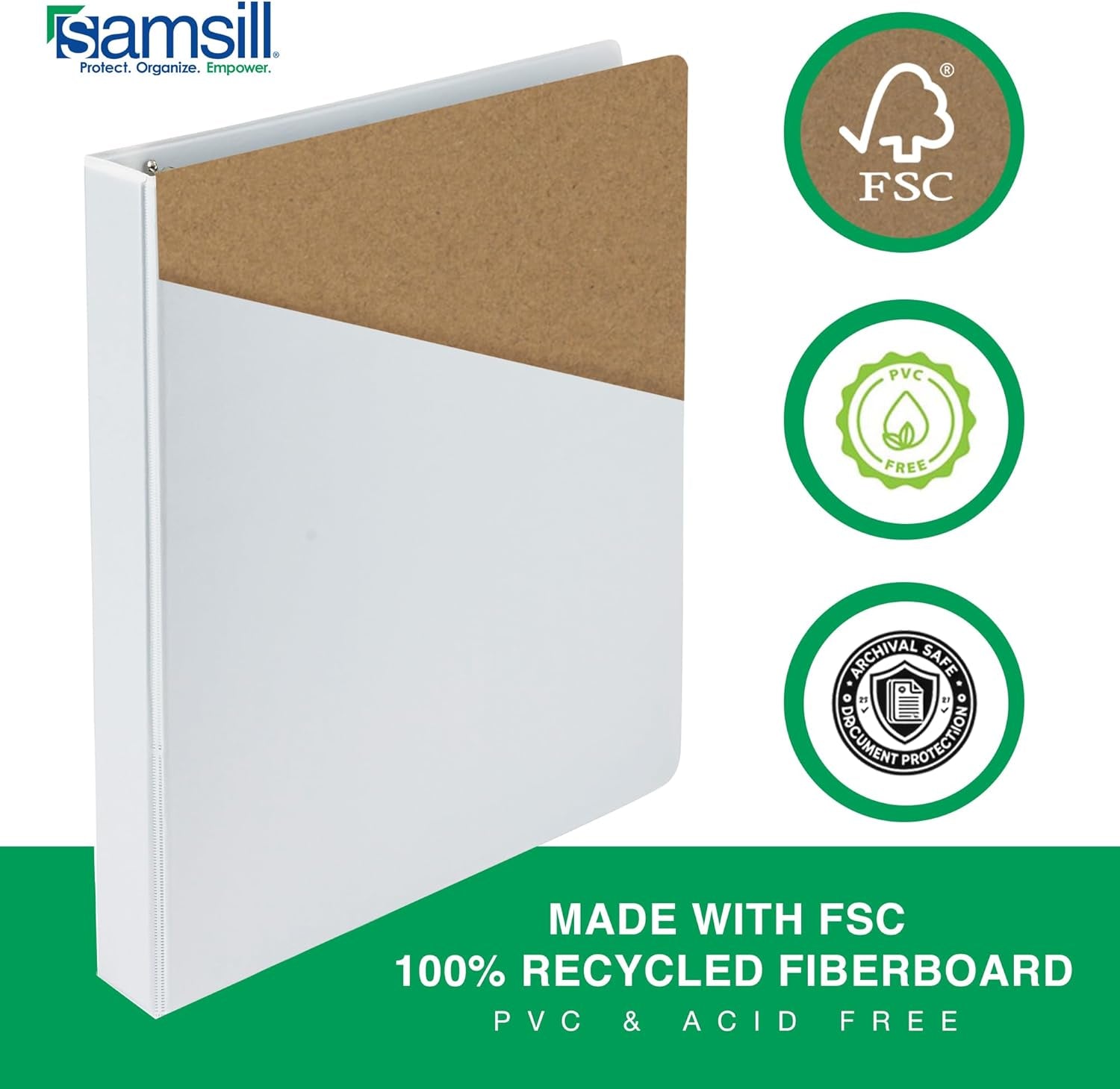3 Inch 3 Ring Binders, Made in USA, Economy round Ring, Clear View Cover, 550 Sheet Capacity - for School, Home, Office - White, 4 Pack