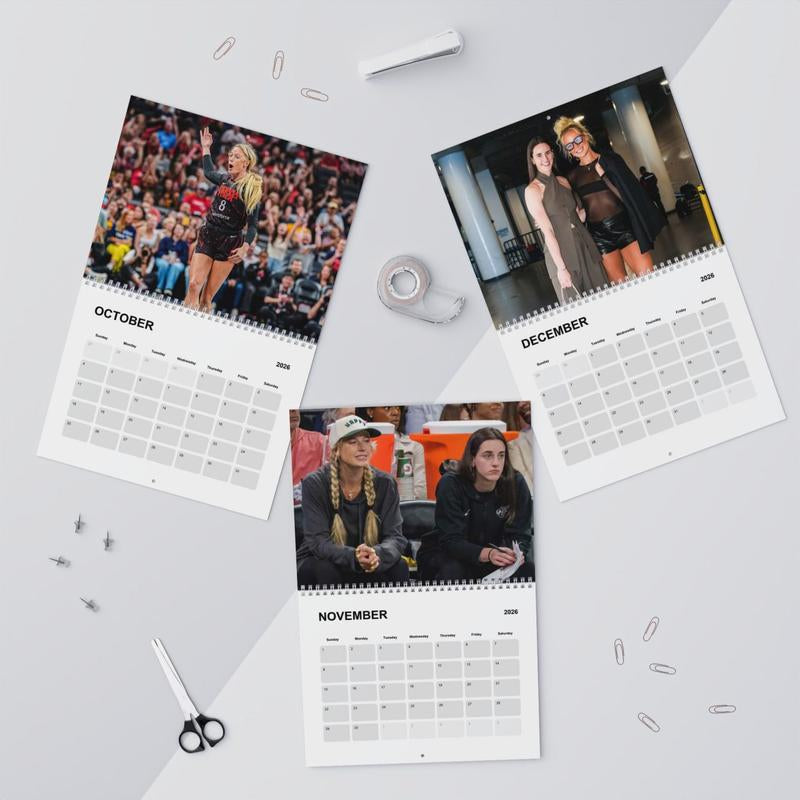 Caitlin Clark and Sophie Cunningham Wall Calendar 2026, Cunningham 8 Indiana Basketball, Basketball Fan Lover