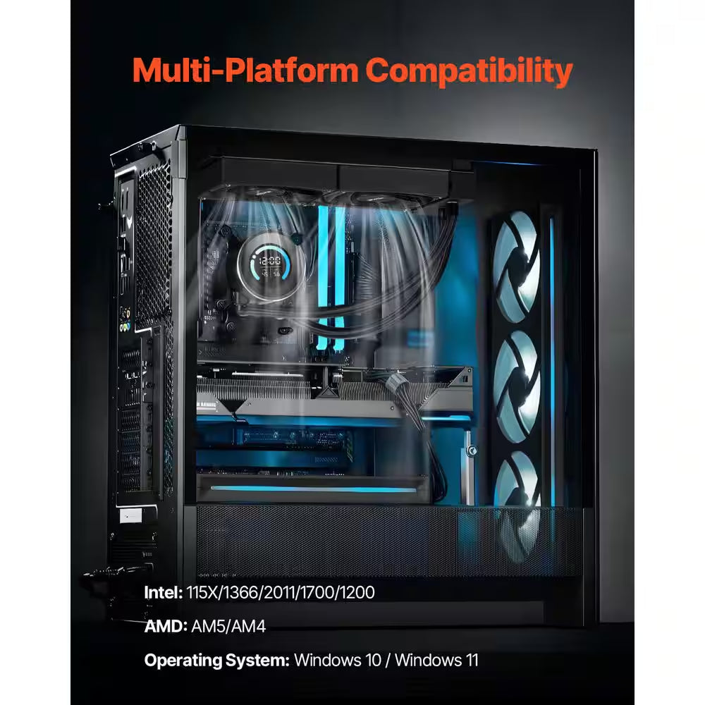 CPU Liquid Cooler AIO CPU Water Cooler-120Mm PWN Fans Pump 1. 8 In. Display Max 2200RPM CPU Cooling Fan