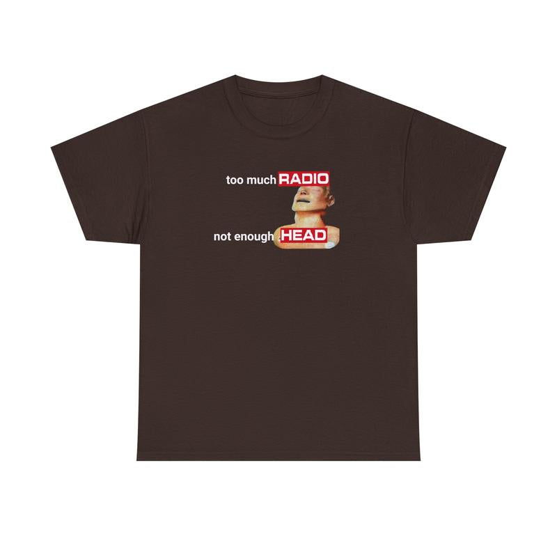 Too Much Radio, Not Enough Head Shirt (100% Cotton) Gildan, Brainrot Offensive Inappropriate Adult Humor Shirt, Silly Gag Shirt, Stupid Vintage Raunchy Tshirt