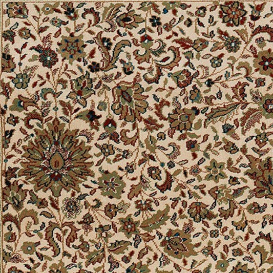 7' X 10' Ivory And Green Oriental Area Rug
