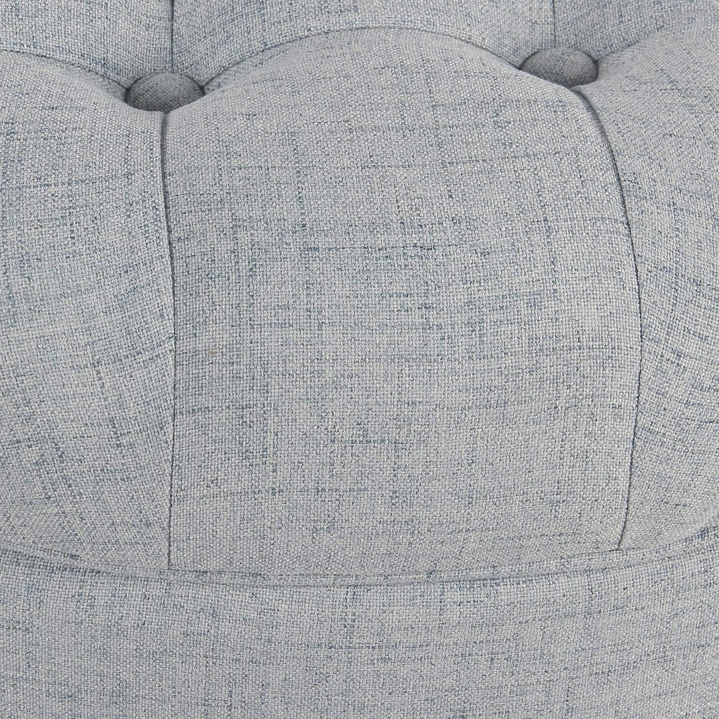 Stylish Light Blue Button Tufted Woven Round Storage Ottoman