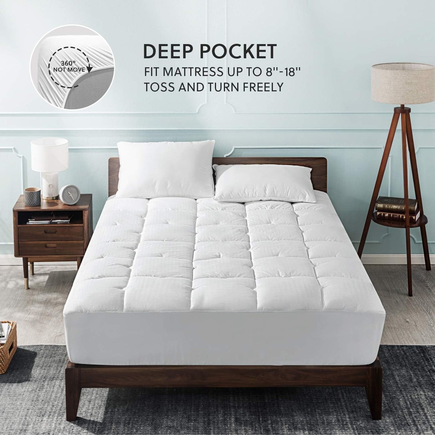 Cotton Mattress Pad, Upgraded Thick Breathable Quilted Fitted Mattress Cover with Deep Pocket (8"-18"), Extra Soft down Alternative Filled Mattress Topper (Twin)