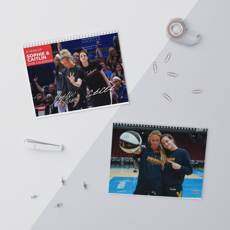 Caitlin Clark and Sophie Cunningham Wall Calendar 2026, Cunningham 8 Indiana Basketball, Basketball Fan Lover