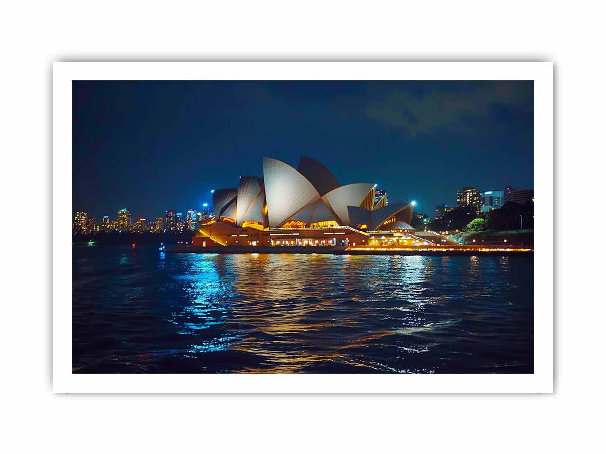 Opera House in Night Canvas Art Print