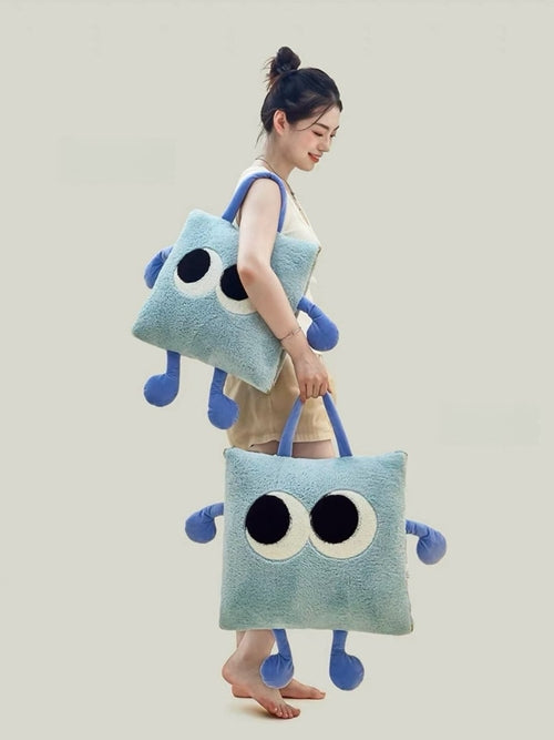Big Eyes 2-in-1 Convertible Throw Pillow Blanket, Cute Whimsical Soft