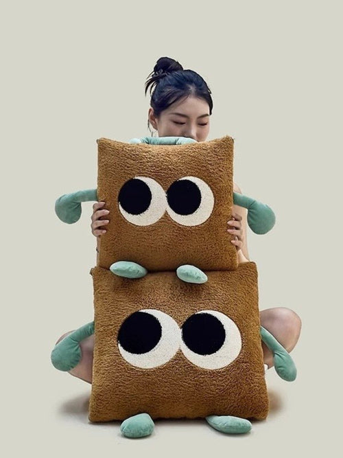 Big Eyes 2-in-1 Convertible Throw Pillow Blanket, Cute Whimsical Soft