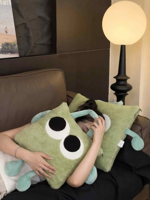 Big Eyes 2-in-1 Convertible Throw Pillow Blanket, Cute Whimsical Soft