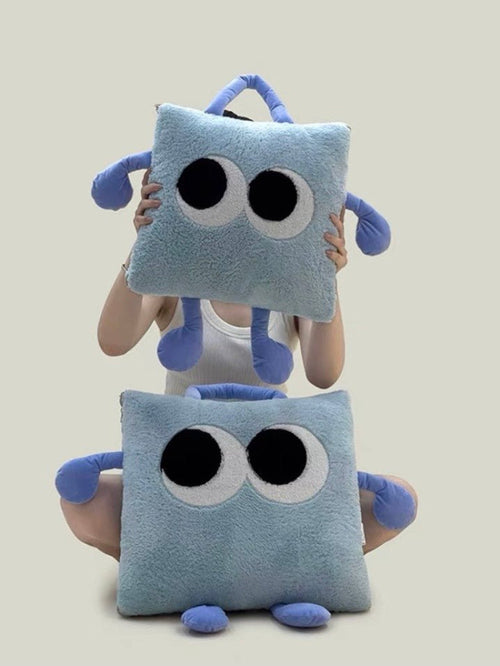 Big Eyes 2-in-1 Convertible Throw Pillow Blanket, Cute Whimsical Soft
