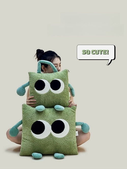 Big Eyes 2-in-1 Convertible Throw Pillow Blanket, Cute Whimsical Soft