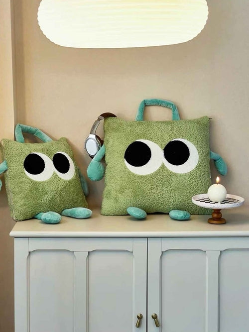 Big Eyes 2-in-1 Convertible Throw Pillow Blanket, Cute Whimsical Soft