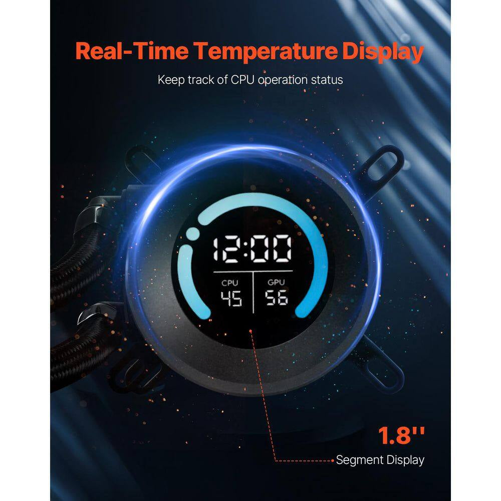 CPU Liquid Cooler AIO CPU Water Cooler-120Mm PWN Fans Pump 1. 8 In. Display Max 2200RPM CPU Cooling Fan