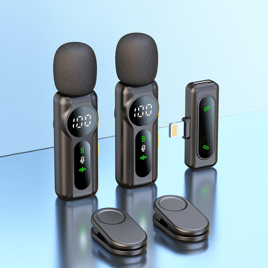 BUBUN Wireless Microphone for Iphone, Ipad, Android, Lavalier Microphone for Video Recording - 2 Pack Iphone Mic Crystal Clear Recording with USB-C for ASMR
