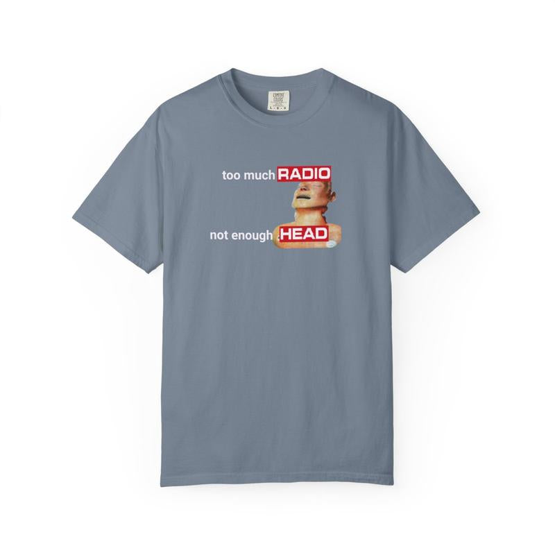 Too Much Radio, Not Enough Head Shirt (100% Cotton) Gildan, Brainrot Offensive Inappropriate Adult Humor Shirt, Silly Gag Shirt, Stupid Vintage Raunchy Tshirt