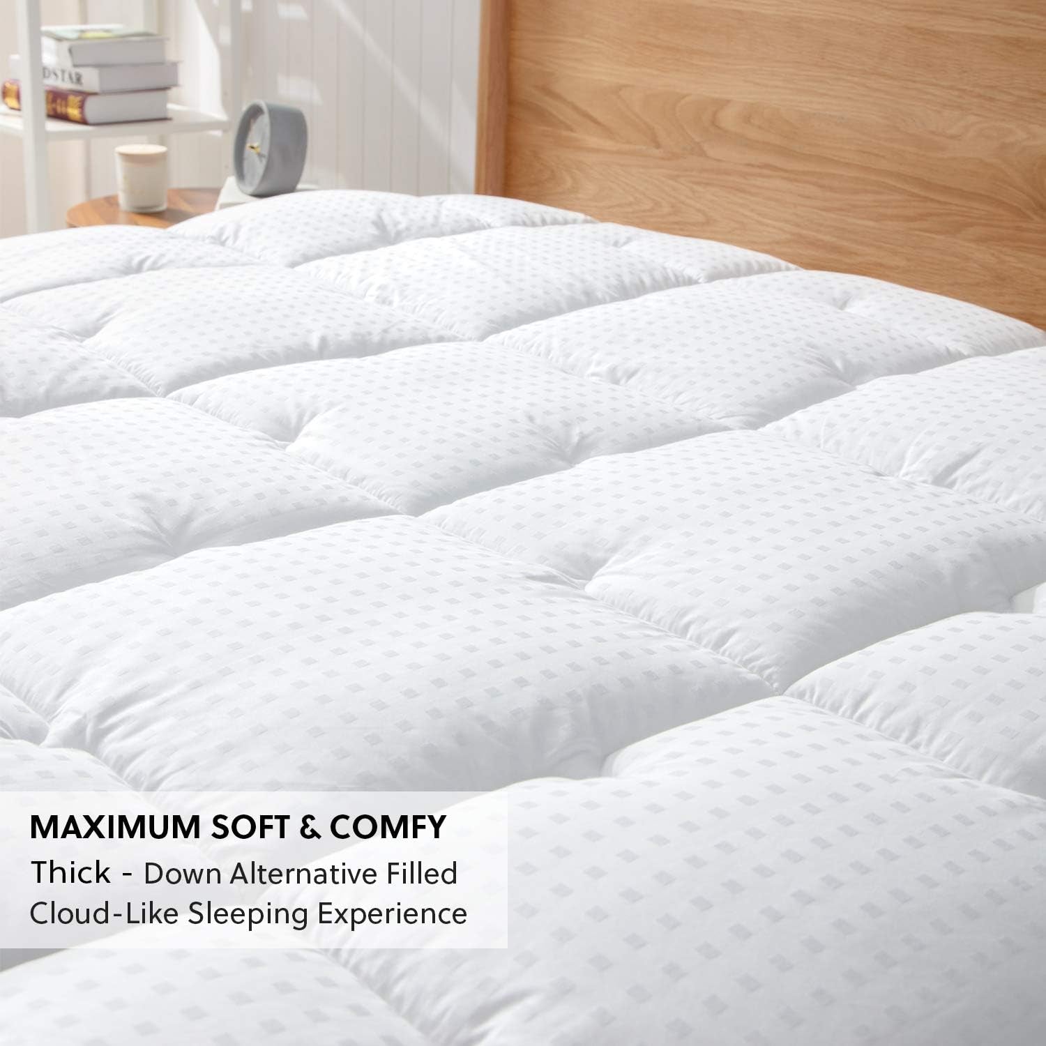 Cotton Mattress Pad, Upgraded Thick Breathable Quilted Fitted Mattress Cover with Deep Pocket (8"-18"), Extra Soft down Alternative Filled Mattress Topper (Twin)