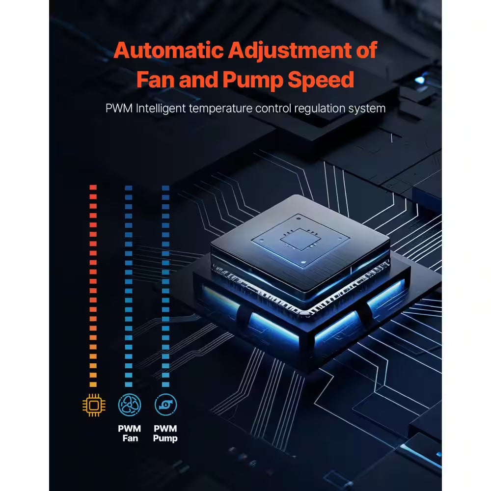 CPU Liquid Cooler AIO CPU Water Cooler-120Mm PWN Fans Pump Customizable PC Liquid Cooler with 2.1 In. LCD Display