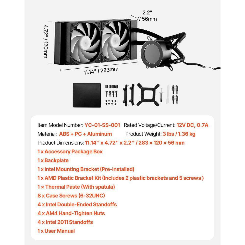 CPU Liquid Cooler AIO CPU Water Cooler-120Mm PWN Fans Pump Customizable PC Liquid Cooler with 2.1 In. LCD Display