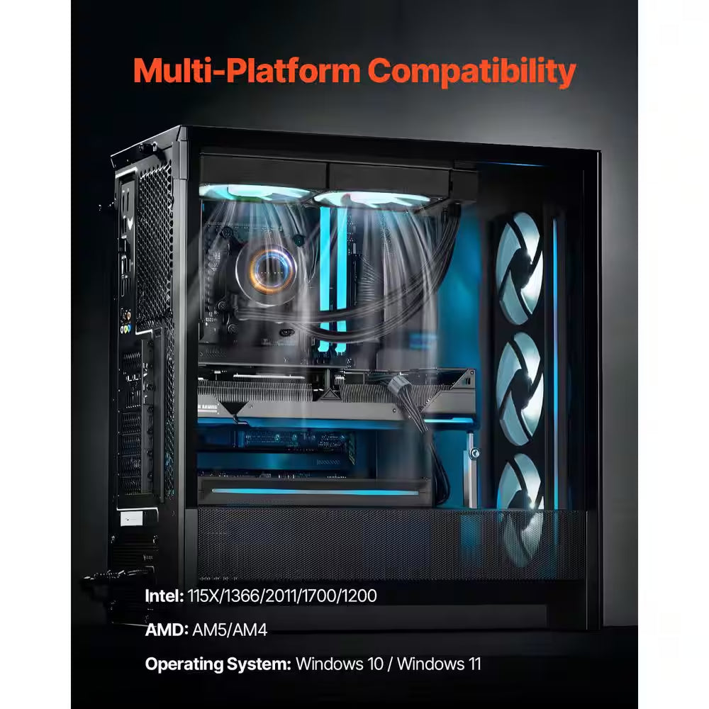 CPU Liquid Cooler AIO CPU Water Cooler-120Mm PWN Fans Pump Customizable PC Liquid Cooler with 2.1 In. LCD Display