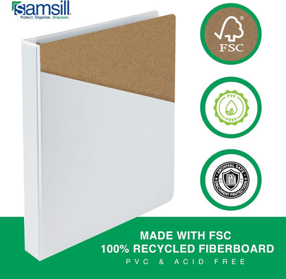 3 Inch 3 Ring Binders, Made in USA, Economy round Ring, Clear View Cover, 550 Sheet Capacity - for School, Home, Office - White, 4 Pack