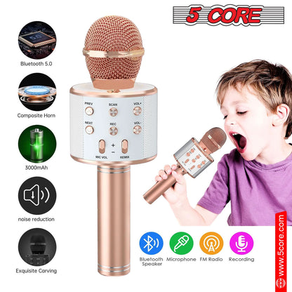 5Core Wireless Karaoke Microphone Bluetooth Mic Portable Handheld Microfonos Inalambricos COPPER & GOLD