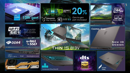 Thin 15.6 Inch FHD 144Hz Gaming Laptop Intel Core I5-13420H NVIDIA Geforce RTX 4050 - 16GB DDR4 512GB SSD Gray (2025)