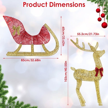 1Pc Lighted Christmas Reindeer & Sleigh Indoor Outdoor Christmas