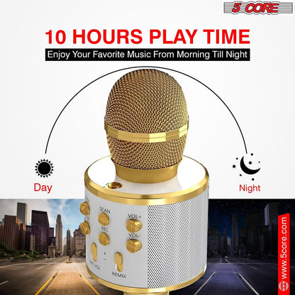 5Core Wireless Karaoke Microphone Bluetooth Mic Portable Handheld Microfonos Inalambricos GOLD