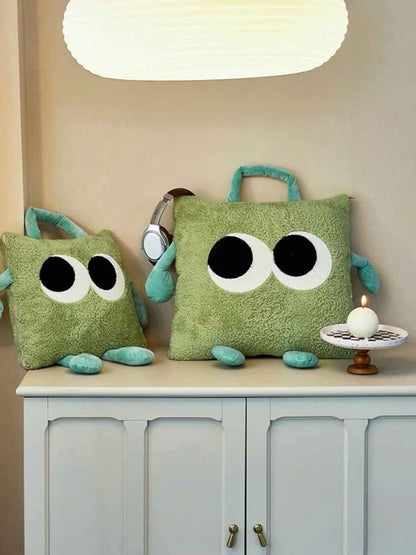 Big Eyes 2-in-1 Convertible Throw Pillow Blanket, Cute Whimsical Soft