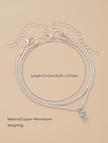 Women'S Elegant Rhinestone Sparkle Decorated Adjustable Anklet (2Counts/Set), Exquisite Trendy Anklet, Fashionable Body Jewelry for Women & Girls, Gift Ready