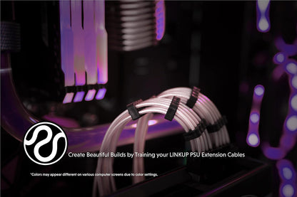 - 30Cm PSU Cable Extension 18AWG Oxygen Free Copper (OFC) Teflon Jacket Custom Mod GPU PC W/Comb Kit | 1 X 24 P (20+4) | 2 X 8 P (4+4) CPU | 3 X 8 P (6+2) GPU Set | 300Mm - Pink
