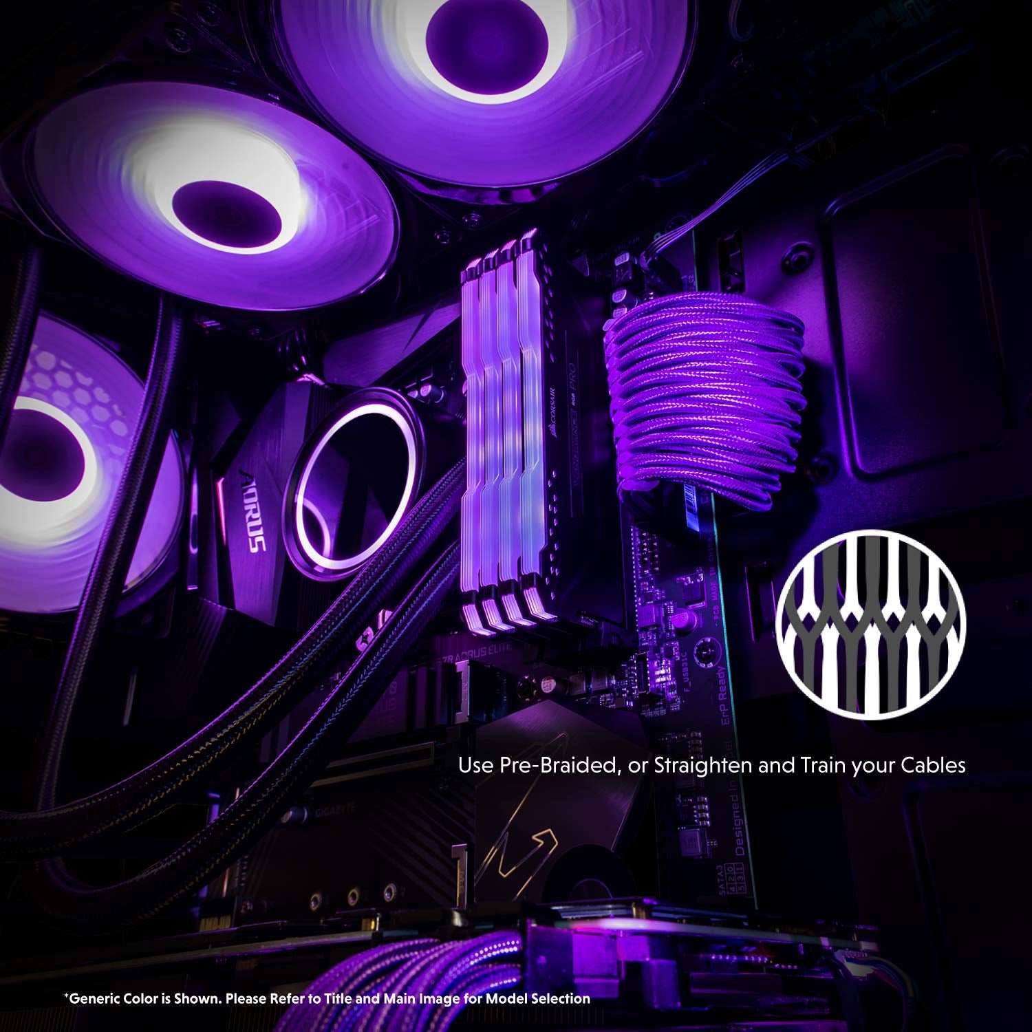 - 30Cm Super Soft and Flexible PSU Cable Extension Sleeved Custom Mod GPU PC Braided W/Comb Kit┃1 X 24 P (20+4)┃2 X 8 P (4+4) CPU┃2 X 8 P (6+2) GPU Set┃300Mm - Blackred